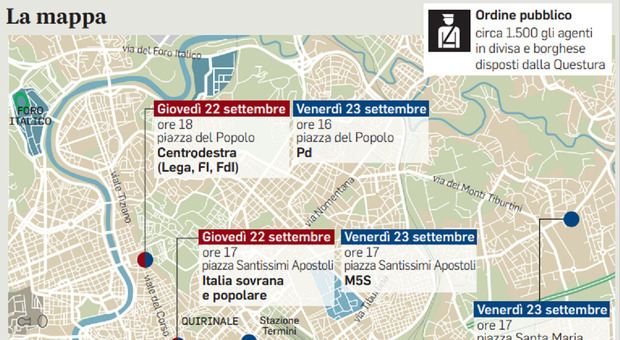 Comizi elettorali a Roma: steward e poliziotti in piazza per gli ultimi appelli