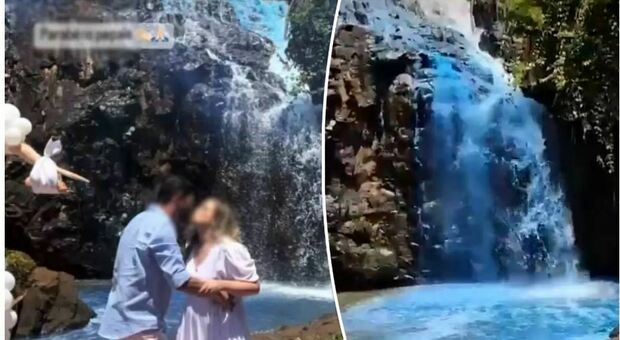 Genitori tingono il fiume di blu per svelare il sesso del figlio, accusati di "crimine ambientale"
