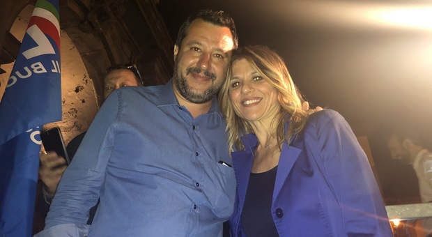 Matteo Salvini e la candidata sindaco del centrodestra Roberta Tardani
