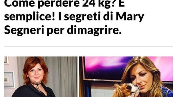 Le rubano le foto per pubblicizzare una dieta, Mary Segneri vittima di un furto d'identità