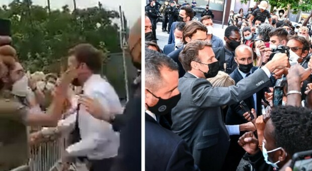 Macron preso a schiaffi da due estremisti di destra: «Idiozia unita a violenza». E Le Pen: «Intollerabile»