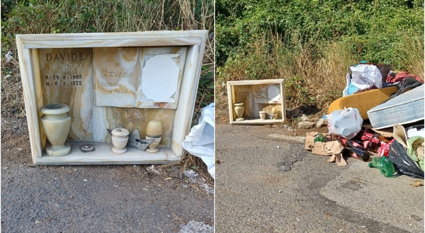 Lapide di un bimbo spunta tra i rifiuti, ritrovamento choc a Genzano