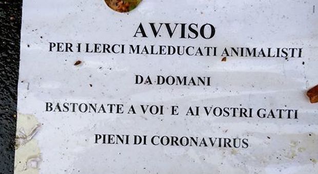 Coronavirus, a Roma «bastonate ai vostri lerci gatti con covid-19»