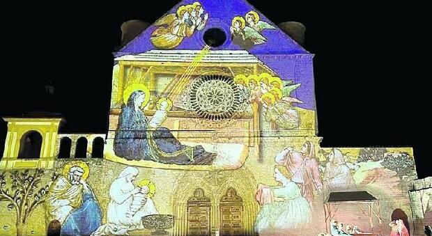 Assisi, spettacolo di luci il presepe è più grande