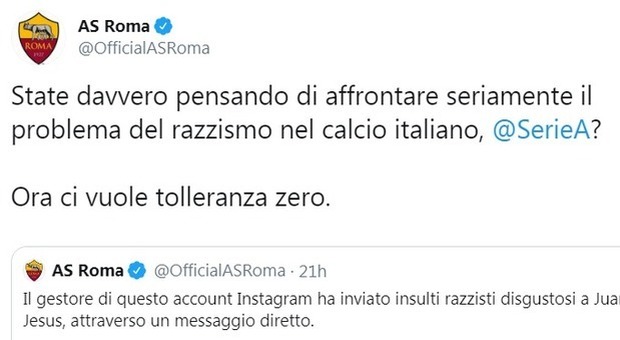 Razzismo, la Roma attacca la Lega: «Affrontate il problema». La Serie A risponde: «Aspettiamo il vostro Ambassador»