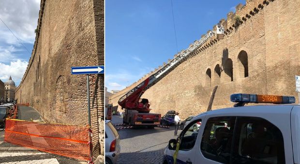 Roma, cadono frammenti dalle mura del Passetto di Borgo: area transennata