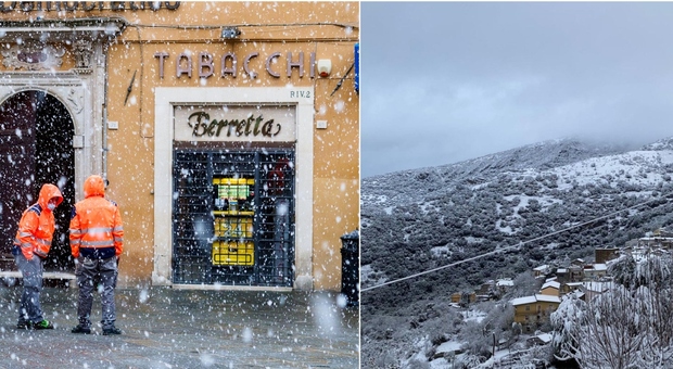 Neve alle porte di Roma e scuole chiuse in Sardegna. Valanga ad Aosta: un ferito grave