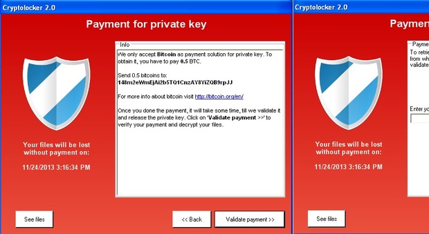 Il virus Cryptolocker chiede un pagamento per riavere l'accesso ai dati del proprio computer