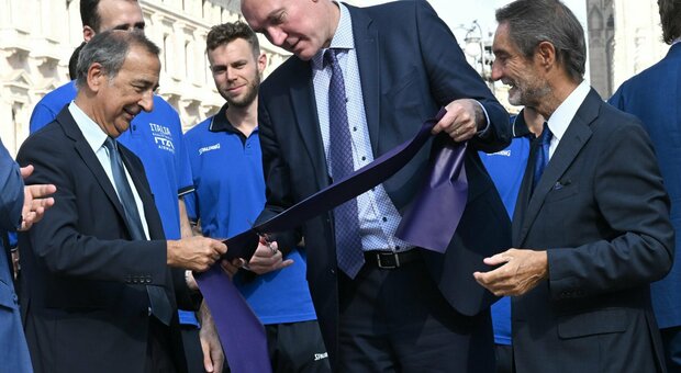 Il Sindaco di Milano Giuseppe Sala all'inaugurazione della fan zone azzurra per EuroBasket 2022