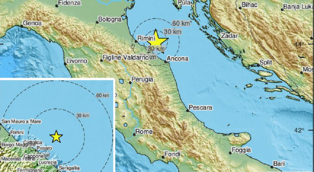 Terremoto oggi Marche magnitudo 4.0. Scossa avvertita da Fano a Pesaro: «Qui tremiamo ancora»