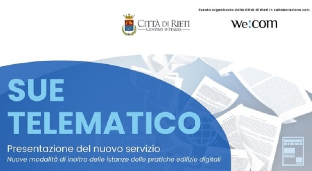 Rivoluzione digitale nelle pratiche edilizie: il 20 dicembre il Comune di Rieti presenta il nuovo Sue telematico