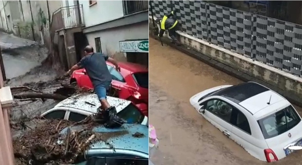 Alluvione a Monteforte Irpino, strade come torrenti: auto trascinate via dall'acqua