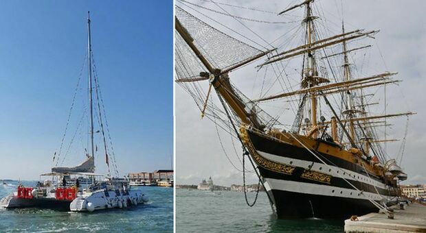 Venezia, catamarano urta l'Amerigo Vespucci: «È stato un errore di manovra»