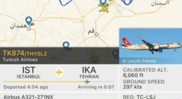 Iran, allarme aereo: velivo turco chiede atterraggio d'emergenza per evitare un incidente, ma Teheran dice di no