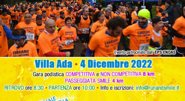 Otto chilometri per l'autismo, il 4 dicembre gara di solidarietà a Villa Ada
