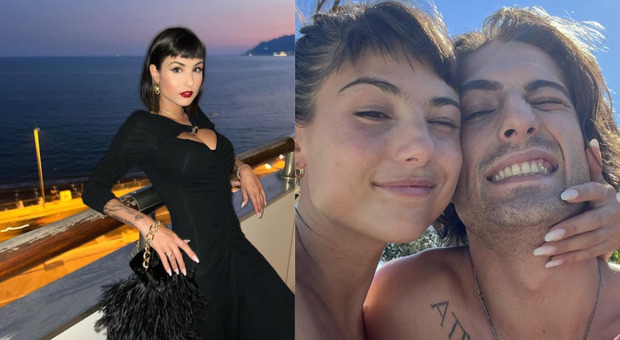 Giorgia Soleri, total black in vacanza con Damiano David: scollatura sul seno e rossetto rosso. Le foto