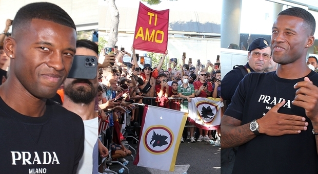 Roma, è arrivato Wijnaldum: delirio a ciampino, 500 tifosi in estasi. Aeroporto bloccato, mobilitate le forze dell'ordine