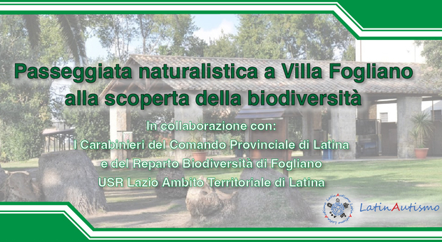 I carabinieri organizzano una passeggiata naturalistica a Villa Fogliano con l'associazione LatinAutismo