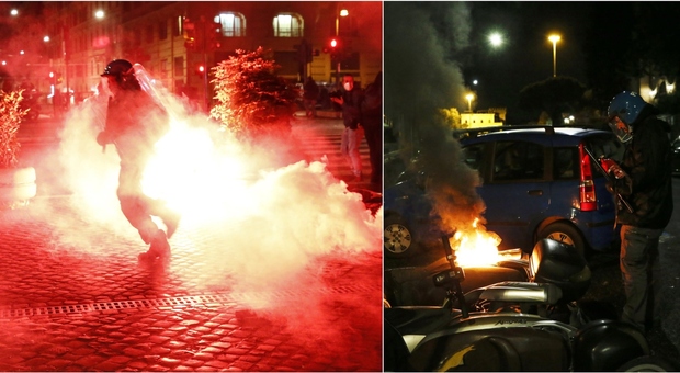 Roma, bombe carta e scontri a piazza del Popolo: la polizia disperde i manifestanti