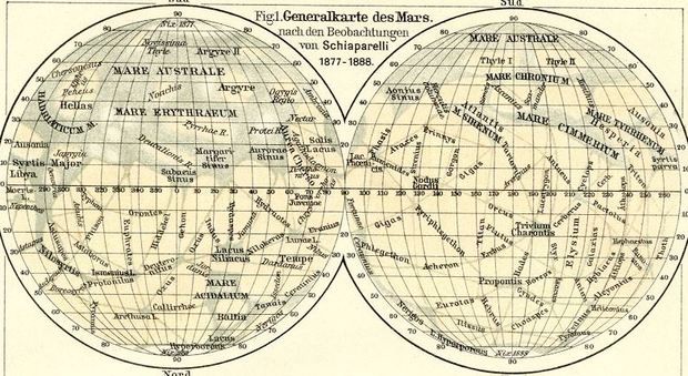 Marte e i marziani secondo Schiaparelli: una mappa inedita del 1888 dell'astronomo trovata al Politecnico di Milano