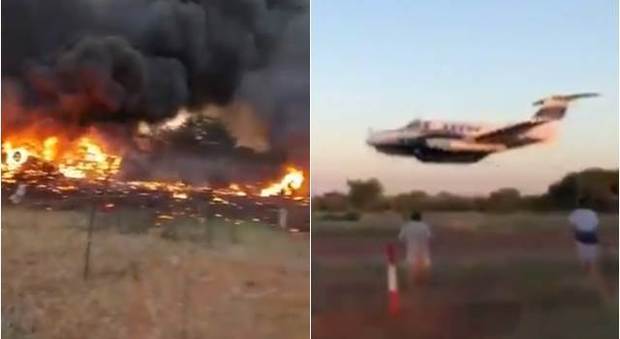 I frame del video che hanno ripreso lo schianto dell'aereo in Botswana