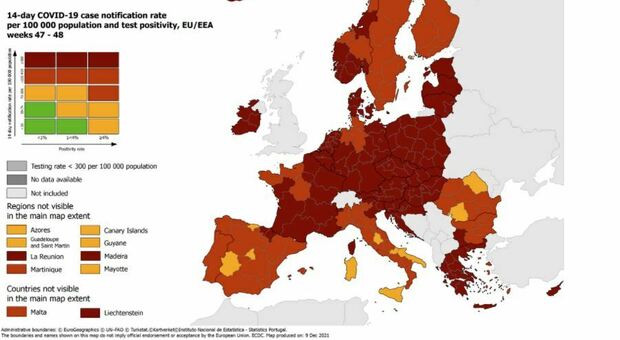 Omicron diretta, Europa ripiomba in zona rossa nelle mappe Edcd. Von Der Leyen: «Il 66% ha ricevuto due dosi». Gran Bretagna: «In arrivo giorni sconcertanti»