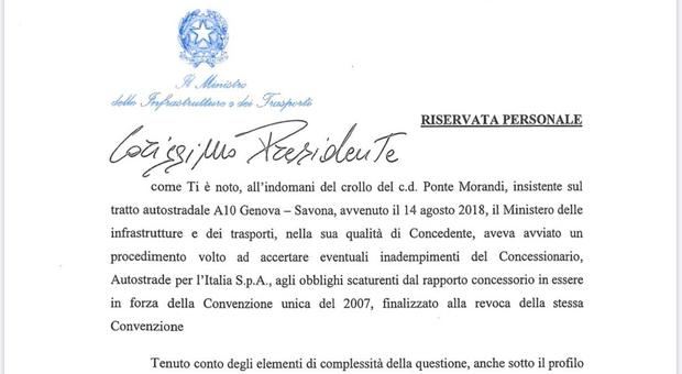 Autostrade, la lettera che la ministra De Micheli scrisse a Conte e fu ignorata