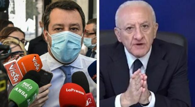 Salvini: «De Luca impone mascherine, lo segnalerò a Draghi»