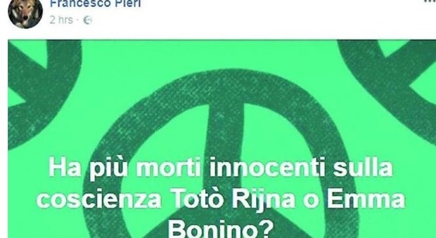 Bologna, prete choc su Facebook: «Ha più morti sulla coscienza Riina o Bonino?»