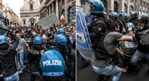 No Green pass a Roma, il Centro sotto assedio: traffico impazzito, vetrine rotte e fermi
