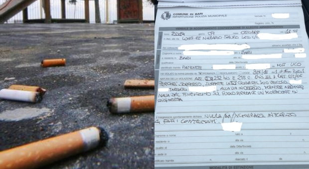 Bari, getta mozzicone della sigaretta dall'auto: multa da 100 euro