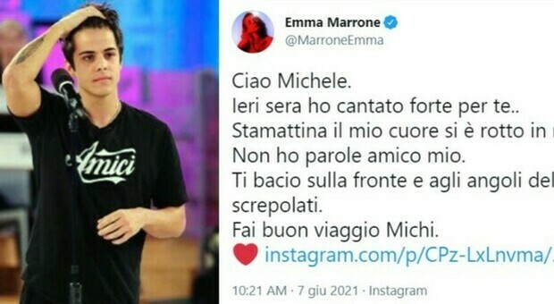 Michele Merlo, l'addio sui social da Emma a Ermal Meta: «Fai buon viaggio Michi»