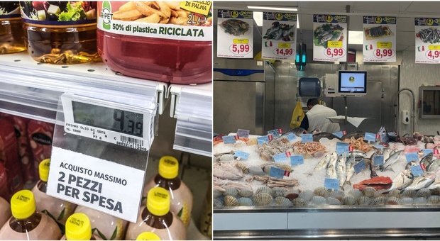 Lazio, nei supermercati pesce solo di importazione e razionamenti sulla spesa. In molti market acquisti limitati per olio e farina