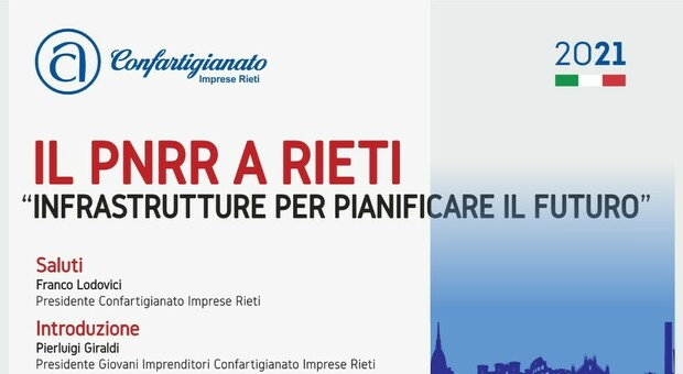 “Il Pnrr a Rieti: infrastrutture per pianificare il futuro”, tutto pronto per il seminario di Confartigianato