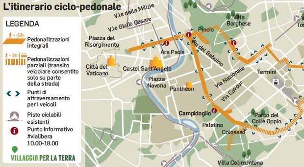 Roma, domenica in bici o a piedi: stop alle auto da Prati all'Esquilino