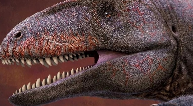 Una ricostruzione dell'Ulughbegsaurus uzbekistanensis (immagine diffusa da Smithsonian Magazine e Dinosaur Valley Studios. Studio pubbl su The Royal Society)
