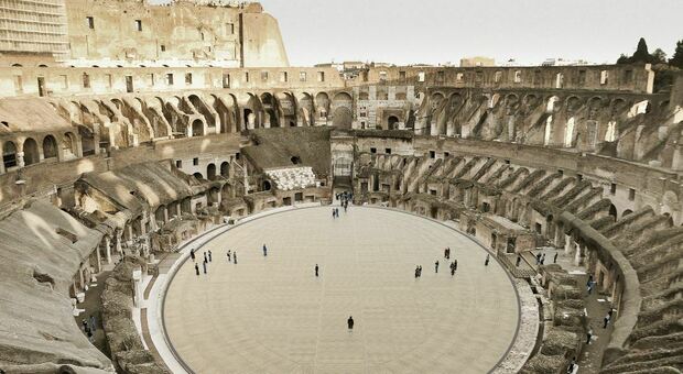 Un rendering della nuova arena del Colosseo