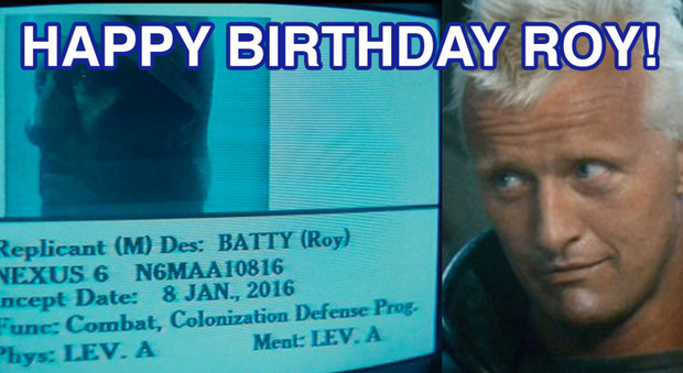 Il replicante Roy (interpretato dall'attore Rutger Hauer) in "Blade Runner"