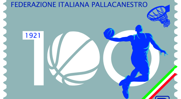 Un francobollo dedicato ai 100 anni della Federazione italiana pallacanestro