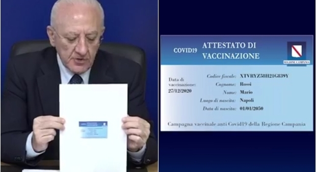Covid, De Luca: «Campania, card per chi si è vaccinato»