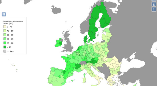 Parità di genere, Sud Italia in fondo alla mappa Ue