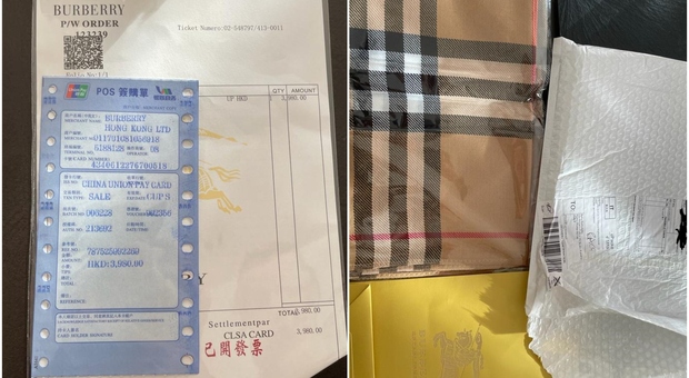 Roma, la truffa della sciarpa Burberry arrivata a casa da Hong Kong. «Conto da 3.900 dollari, mai ordinata»