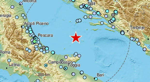 Terremoto, violenta scossa in mare avvertita anche in Abruzzo