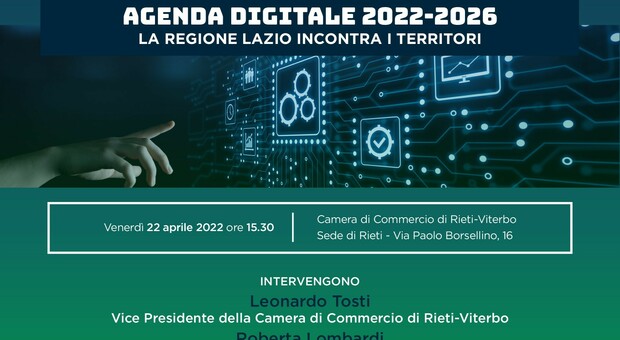 Agenda digitale regionale, il 22 aprile presentazione a Rieti in Camera di Commercio