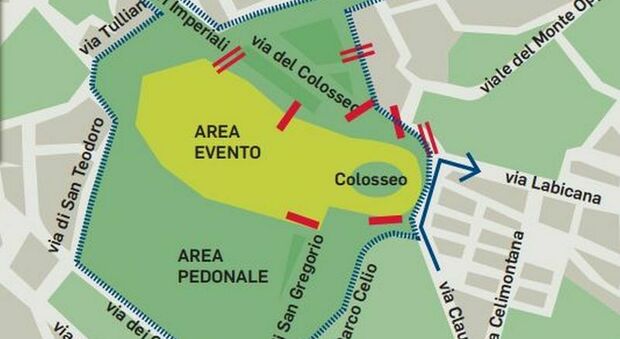 Roma, zona Colosseo: c'è la Via Crucis: la mappa delle strade chiuse