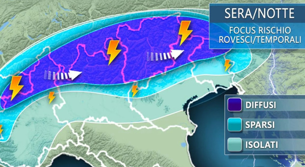 Previsioni meteo, domani nubifragi e grandine in Veneto, Piemonte, Lombardia, Trentino e Emilia Romagna