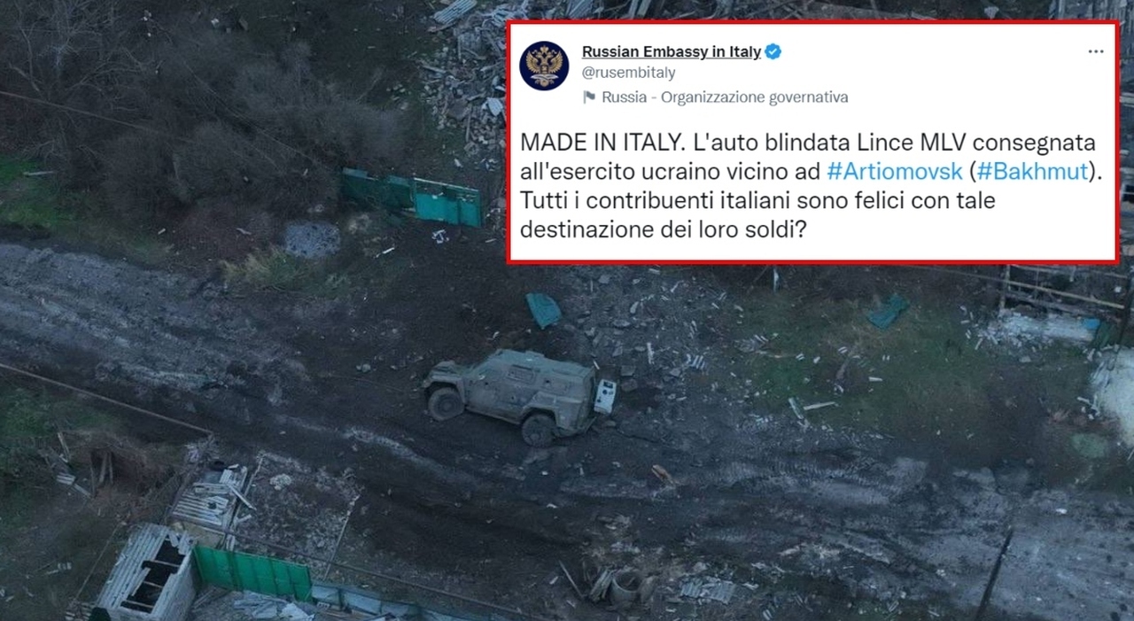 Ambasciata russa a Roma: «Lince italiano distrutto in Ucraina. Contribuenti, siete felici ora?». Ma il blindato è un Tekne di Kiev