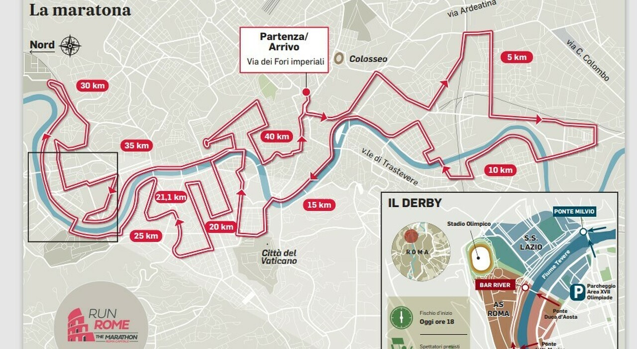 Roma, strade chiuse per la maratona: dalla Colombo a Prati, ecco la mappa