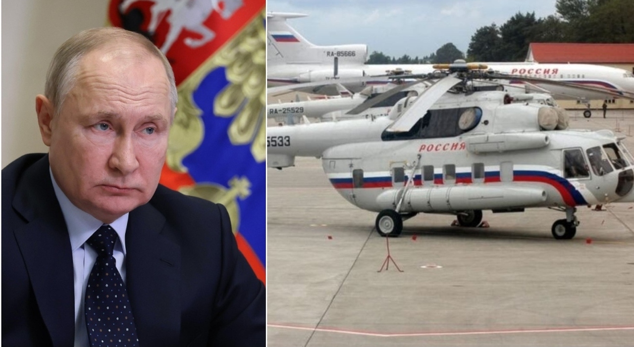 Putin, the helicopter used by the Russian president crashes to the ground.  Yellow in causes and possible victims