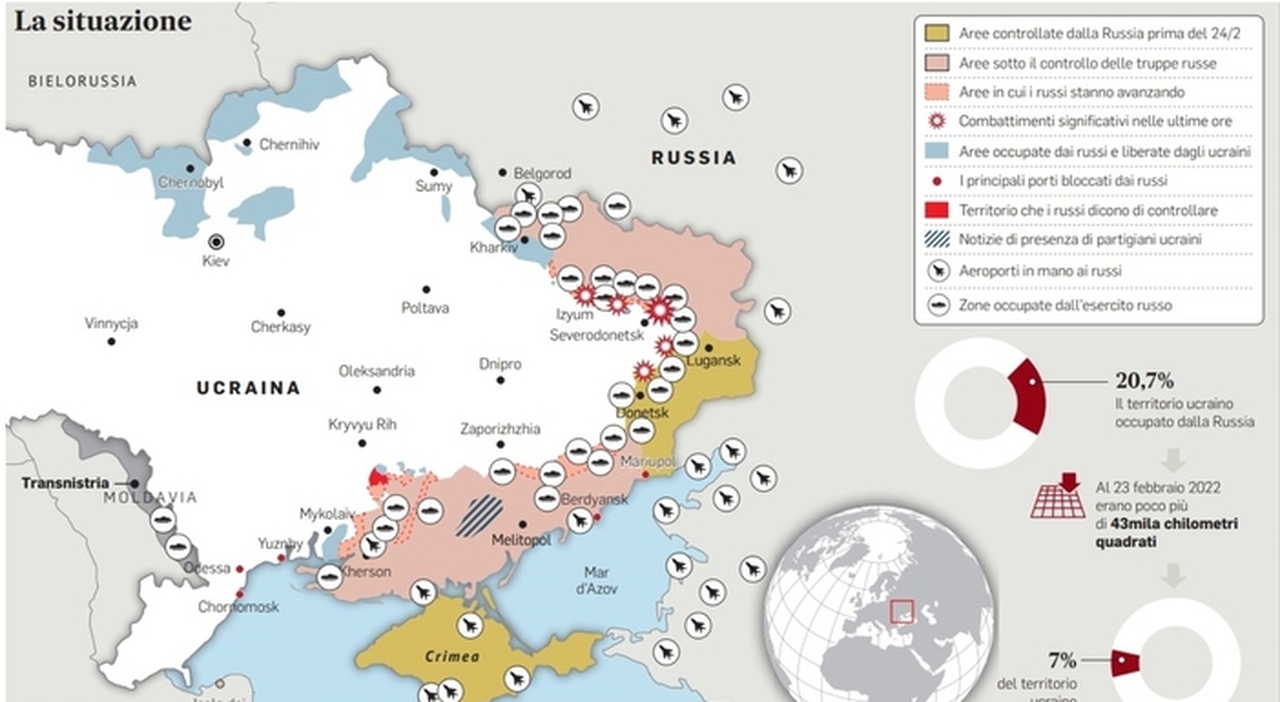 The war, after three months «20% of Ukraine is already Putin».  Frost in the Kremlin on Italian peace